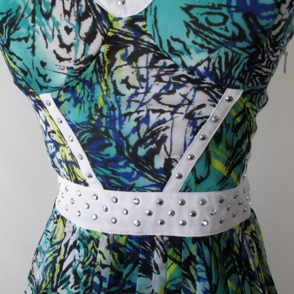 Bebe Studded Bustier Cut Out Party Dress M - Picture 4 of 8